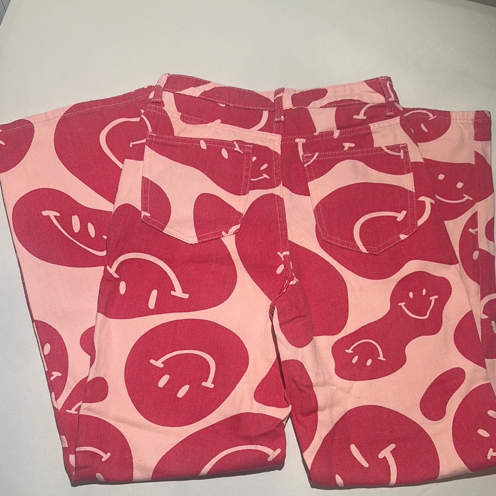 Funky Boutique Smiley Face Jeans Pink - Picture 6 of 8